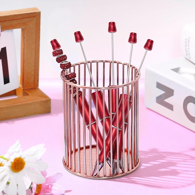 jiebor 20Pcs Red Beadable Pens Plastic Bead Ballpoint Pens Bulk with 50Pcs Black Ink Cute Cool DIY Pens for Women Teacher Christmas Gift Office Supplies