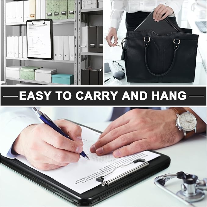 Geyee 24 Pcs Clipboards with Storage Letter Size Foldable Nursing Clipboard Storage with Pen Holder Plastic Storage Clip Board with Low Profile Clip for Student Teacher Nurse Office 9.4 x 13.4 Inch