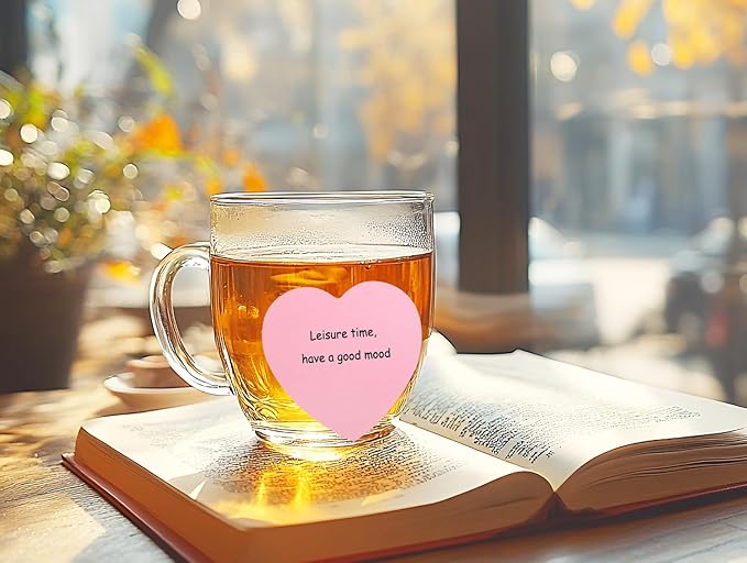 Mini Skater 2 Pack Kraft Paper Sticky Notes Heart Shaped Self-Stick Blank Book Tabs Paper Markers Sticky Notes Pad 100 Sheets Index Sticker (Pink)