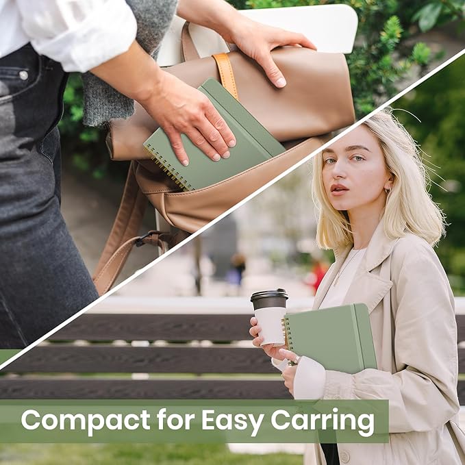 Lined Spiral Journal Notebook for Women, A5 College Ruled Journals for Writing, Hardcover Notebooks for Work, Note taking and Office School Supplies,140 Pages - Green