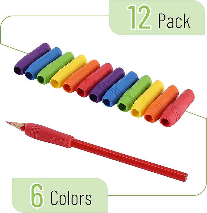 Mr. Pen- 12 Pack, Colorful, Pencil Grips, Pencil Holder for Kids, Pencil Grippers for Kids, Rubber Pen Grips for Adults with Arthritis