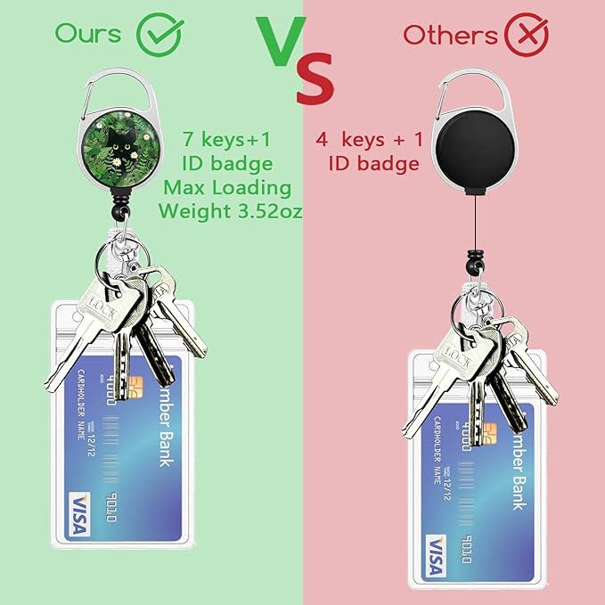 Giancomics Lanyards for Id Badges, Black Cat ID Badge Holder with Lanyard Badge Reel Retractable, Plant Lanyard with ID Holder Keychain Clip Name Tag Cute ID Card Holder for Teacher Women Work Office