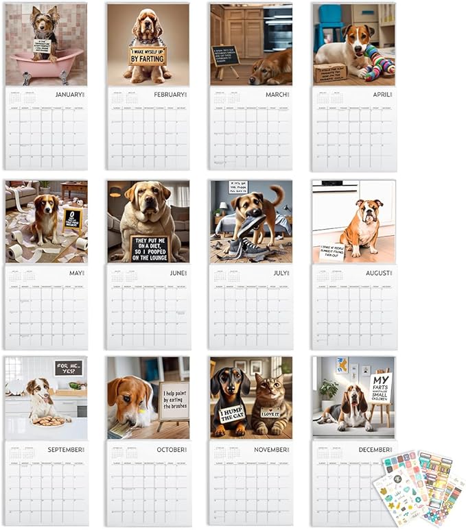 Dog Shaming Calendar 2025, Funny Wall Calendar, Dog Lover, 2025 Dog Wall Calendar