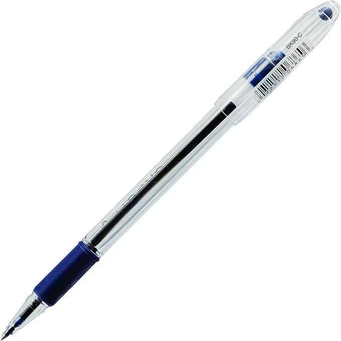 Pentel® R.S.V.P.® Ballpoint Pens, Fine Point, 0.7 mm, Clear Barrel, Blue Ink, Pack of12