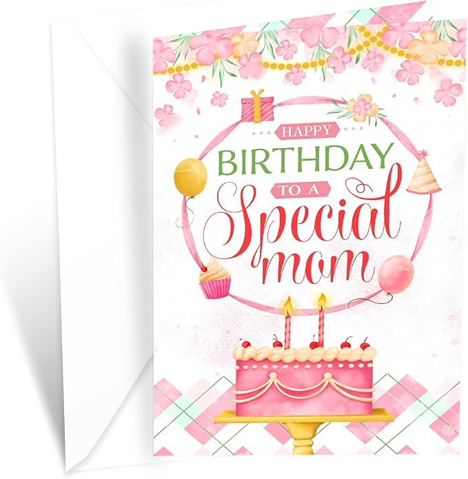 Prime Greetings Mother Birthday Card, Made in America, Eco-Friendly, Thick Card Stock with Premium Envelope 5in x 7.75in, Packaged in Protective Mailer