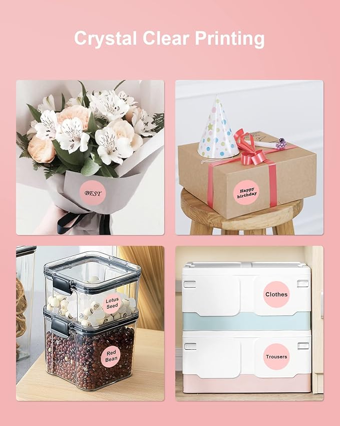 Hybsk 2 inch Circle Color Direct Thermal Stickers Shipping Labels for Barcodes,Name Tag,DIY Logo Design,QR Code,Inventory– Compatible with Zebra,Rollo,Munbyn,and More-750 pcs (2 inch,Pink)