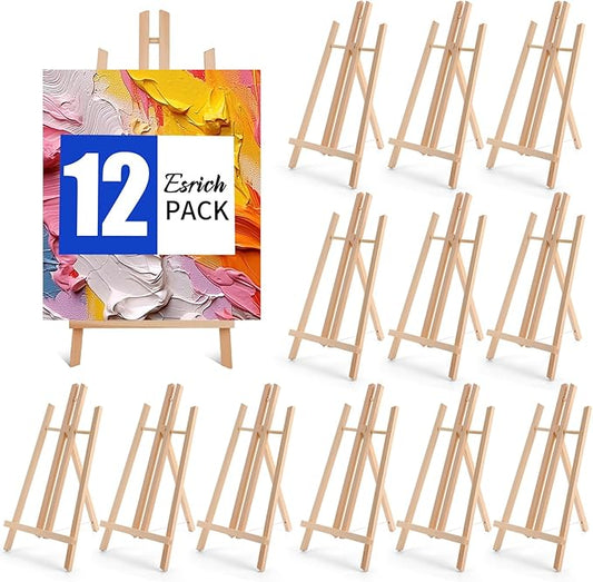 ESRICH 12Pack16in Tabletop Easel,Tabletop Easel for Painting Party, Wooden Tabletop Display Easels,Painting Easel for Displaying Canvases, Photos, Display Tripod Holder Stand for Students Kids
