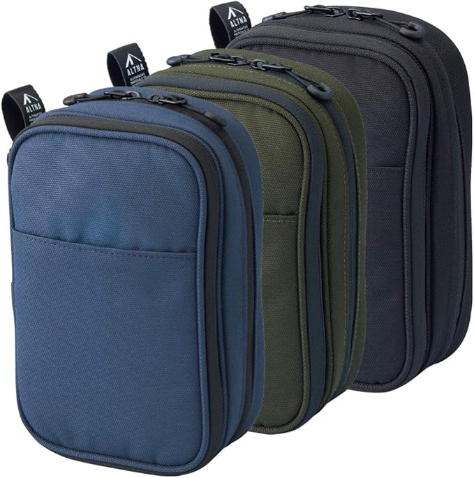 LIHIT LAB Gadget Pouch, Double, 5 x 3.6 x 8.5, Army Green (A7765-22)