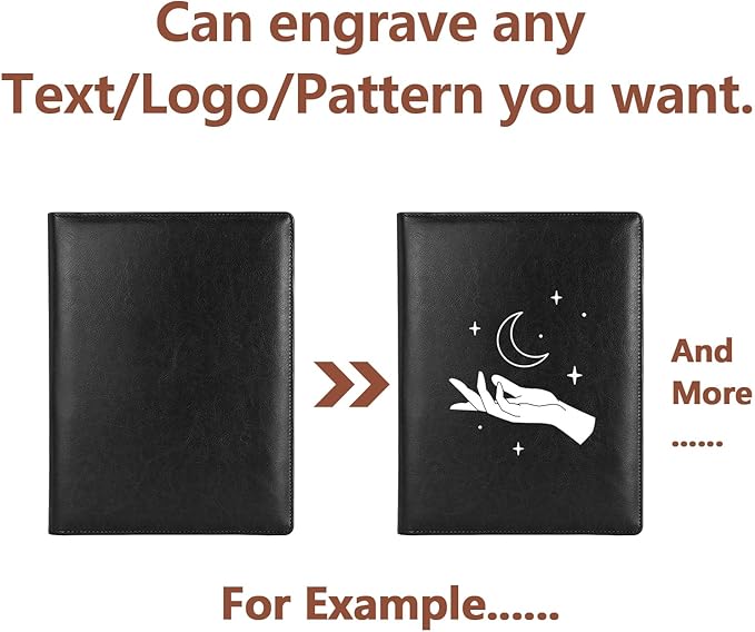 Personalized Padfolio - Customized Leather Portfolio with Logo or Text - Professional Business Portfolio with A4/US Letter Writing Pad Holder for Resumes and Interviews, Black