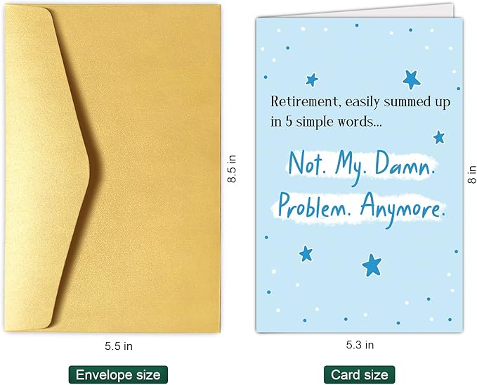 Funny Retirement Card for Coworker Friend, Happy Retirement Card for Men Women, Humorous Retirement Card Gift for Him Her