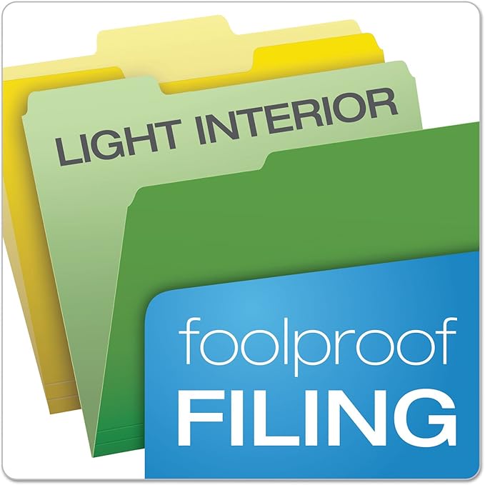 Pendaflex 84370 File Folders with Erasable Tabs, 1/3 Cut Top Tab, Letter, Assorted (Pack of 30)