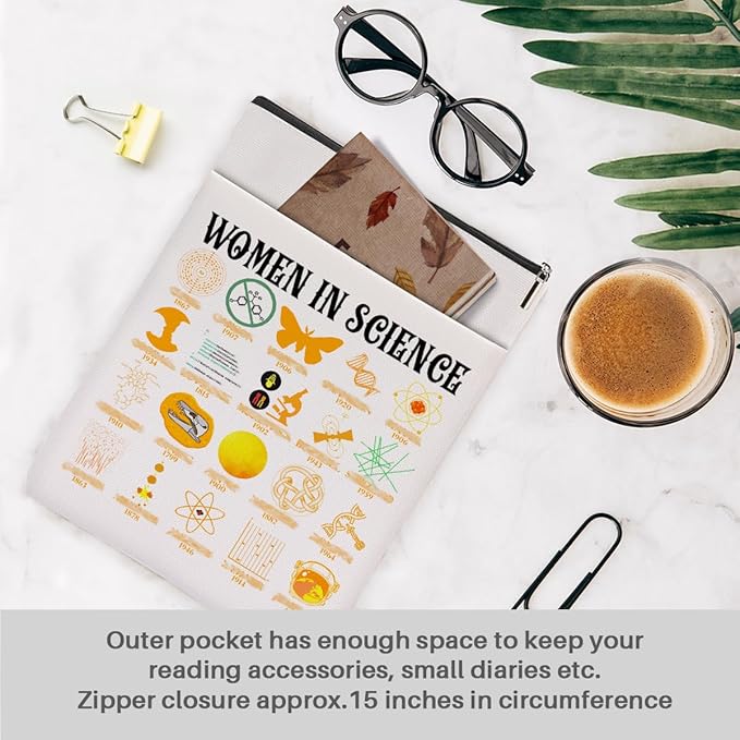 Book Themed Gifts Waterproof Book Sleeve Book Pouch Funny Reading Gifts Science Teacher Gifts for Women Her Book Covers for Paperbacks Book Accessories Book Protector with Zipper and Front Pocket