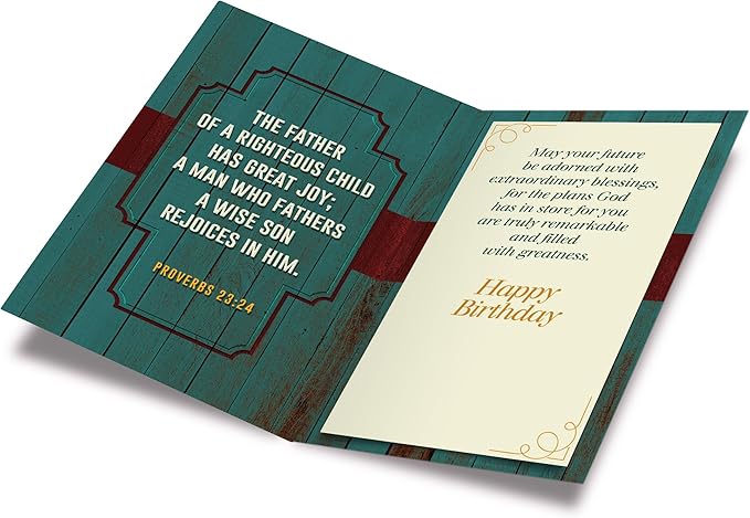 Prime Greetings Religious Birthday Card For Son, Made in America, Eco-Friendly, Thick Card Stock with Premium Envelope 5in x 7.75in, Packaged in Protective Mailer