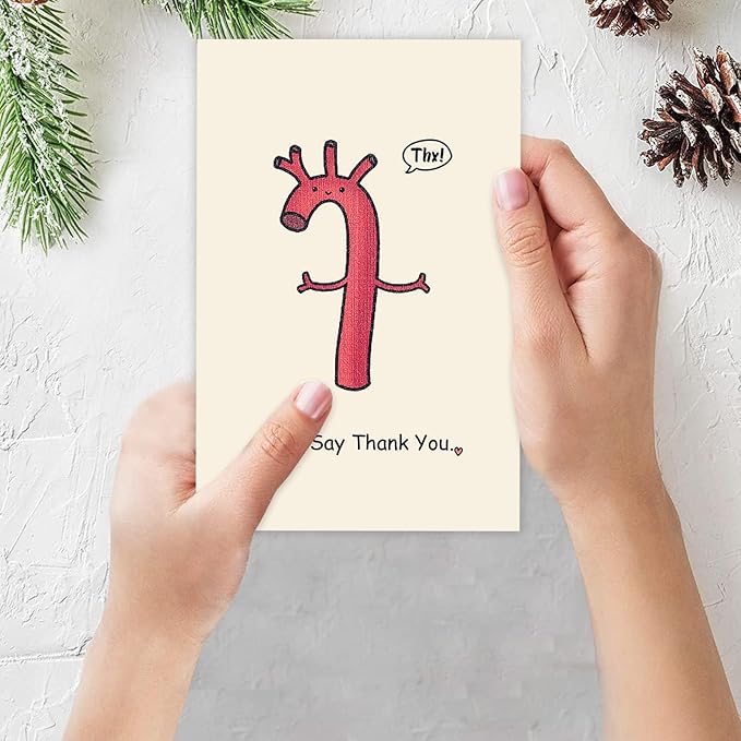 Funny Thank You Card for Doctor Nurse Medical, Humorous Thank You Gifts for Women Men, Cute Aorta Card, Aorta Say Thank You Card