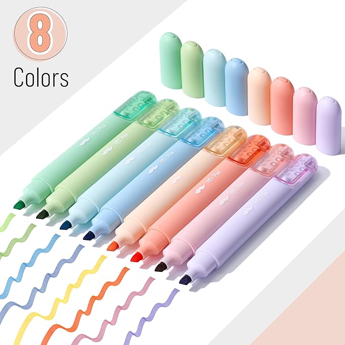 Mr. Pen- Aesthetic Highlighters, 8 Pack, Chisel Tip, Pastel Colors, Cute Highlighters Assorted Colors, Cute Highlighters for School Highlighters, Highlighter Set, Pastel Highlighters