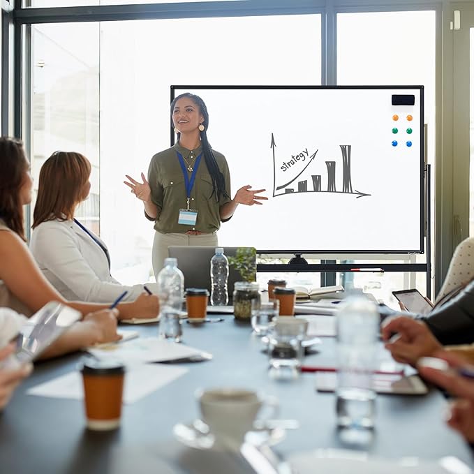 TANKEE White Board Height Adjustable - 48 x 32 Mobile Whiteboard on Wheels, Large Magnetic Double-Sided Rolling Dry Erase Board with Stand, Standing Whiteboard for Office School Home Classroom