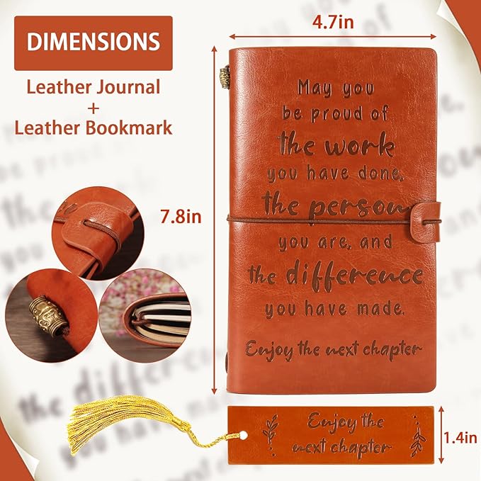 Coworker Leaving Gifts for Women Men, Retirement, Farewell, Thank You, Going Away, New Job Gifts for Best Friends Colleague Boss, Leather Journal Notebook