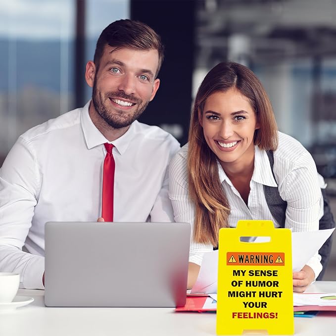 MBL Funny Team Office Gifts - MY SENSE OF HUMOR MIGHT HURT YOUR FEELINGS! Funny Fun Gag Desk Sign Cubicle Decor for Coworker Teammate Employee Boss Birthday Christmas White Elephant Under 10 Dollar