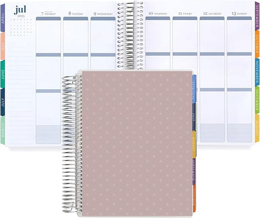 Erin Condren 12-Month Spiral Life Planner (Jan 2025 - Dec 2025) | 7x9 Weekly Planner with Monthly Calendars | Canvas Asterisk Covers, Evolve Interior, Vertical Layout, Platinum Coil