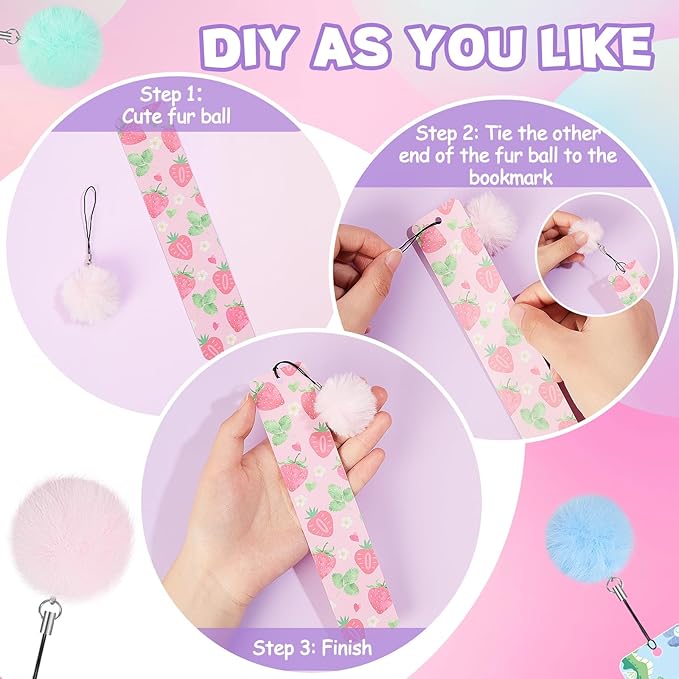 Outus 24 Pcs Kids Bookmarks with Pendant, Cute Bookmarks for Kids, Bookmarks Gifts Bulk for Girls, Women, Teens, Bookmarks with Rulers, Christmas Party Favors School Classroom Reading Presents