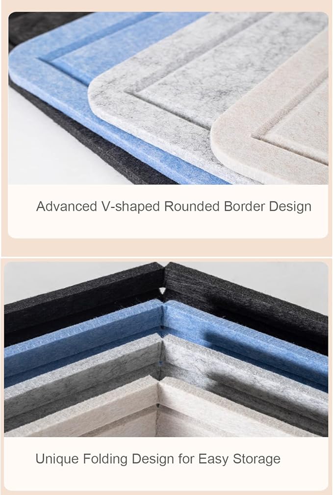 Foldable Large Felt Bulletin Board - 36'' x 18'', Decorative Picture Framed Display Board with 35 Rose Pins for School, Home, Kitchen & Office Walls