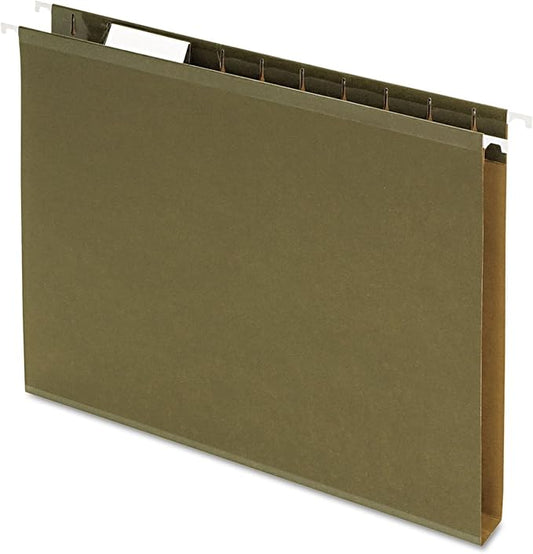 Pendaflex 04152X1 Reinforced 1" Extra Capacity Hanging Folders, Standard Green