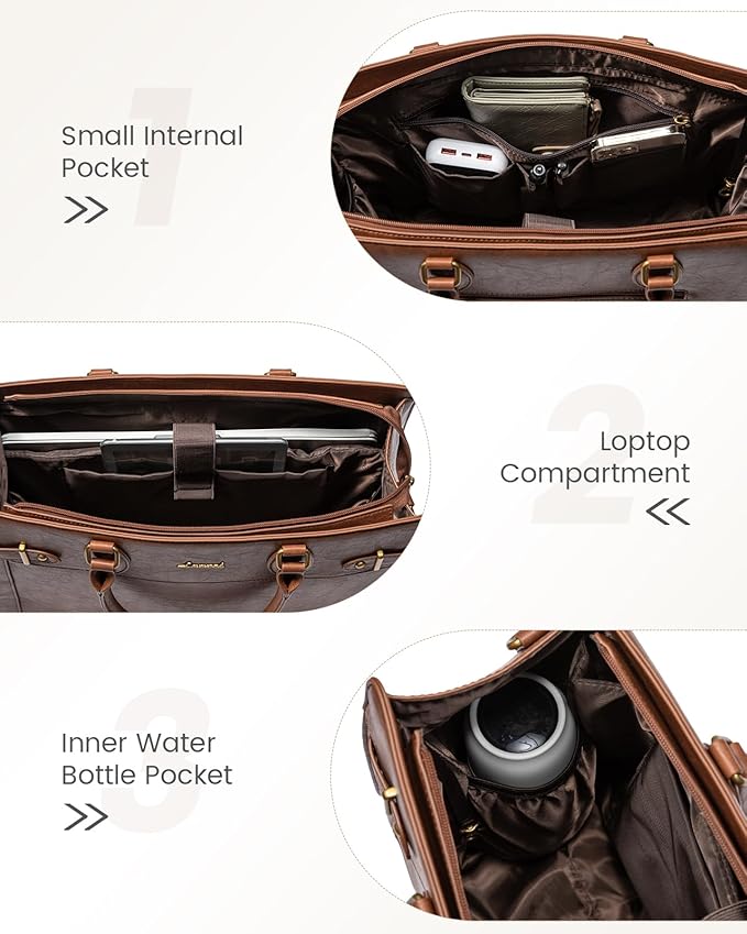 LOVEVOOK Laptop Bag for Women 17 Inch Work Tote, Business Computer Briefcase, PU Leather Tote Bag for Teacher, Office Shoulder Tote Purse