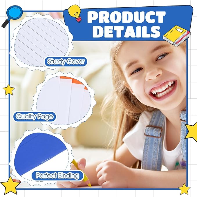 Henoyso 12 Pcs Primary Composition Notebook K-2 9 3/4 x 7 1/2 Inch Primary Journal Blank Writing Book for Kid to Write Draw and Journal 60 Page Notebook Back to School Supplies (Royal Blue)
