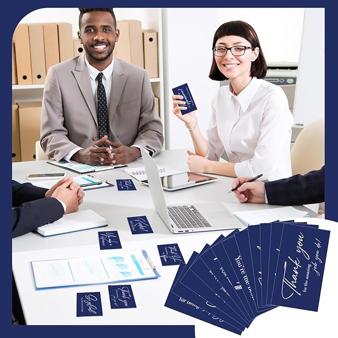 Yeaqee 240 Pcs Employee Appreciation Kudos Cards Funny Blank Back Motivational Card Encouragement Thank You Note Recognition Card for Teacher College Affirmation Gift(Navy Blue)