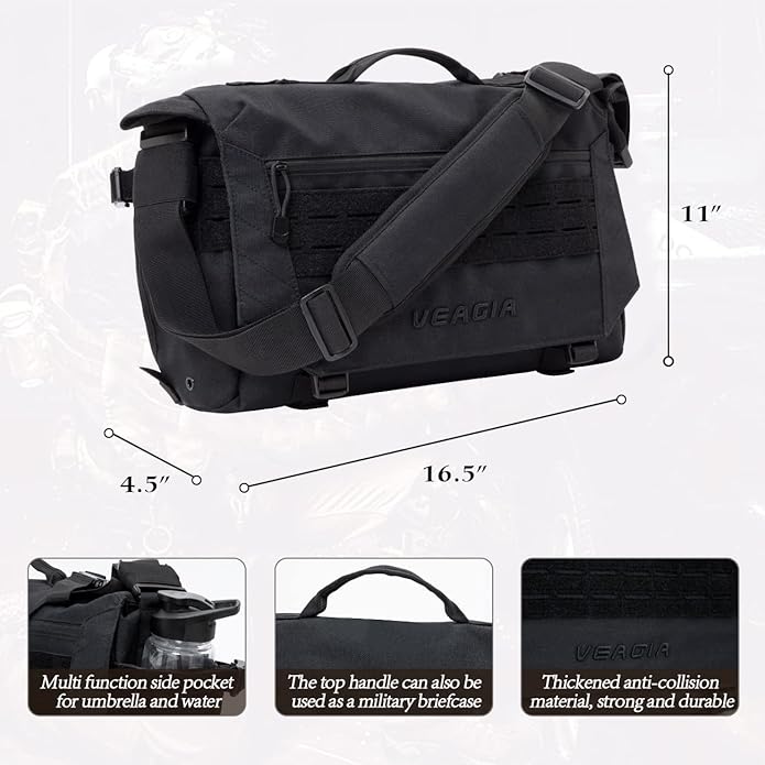 VEAGIA Messenger bag Laptop bag Briefcase Molle system Tactical style Detachable shoulder strap Shoulder Bags
