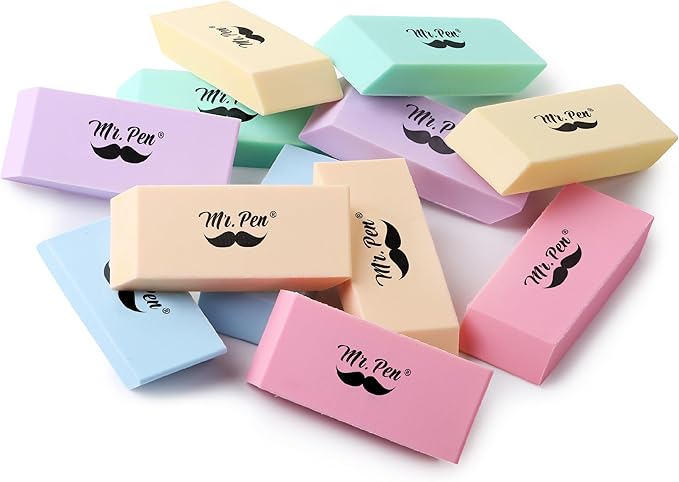 Mr. Pen- Erasers, 12 Pack, Yellow Pencil Eraser, Erasers for Pencils, Mr Pen Erasers, Erasers for School, Large Eraser, Block Erasers for School, Rubber Eraser, Large Erasers for School