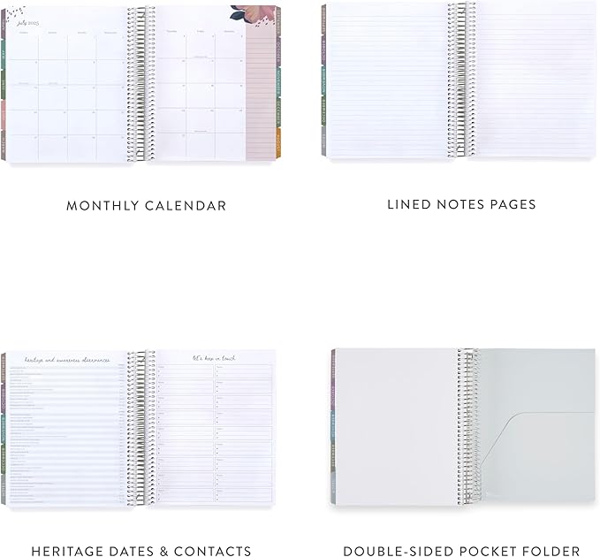 Erin Condren 12-Month Spiral Life Planner (Jan 2025 - Dec 2025) | 7x9 Weekly Planner with Monthly Calendars | Evolve Covers, Bold Blooms Interior, Vertical Layout, Platinum Coil