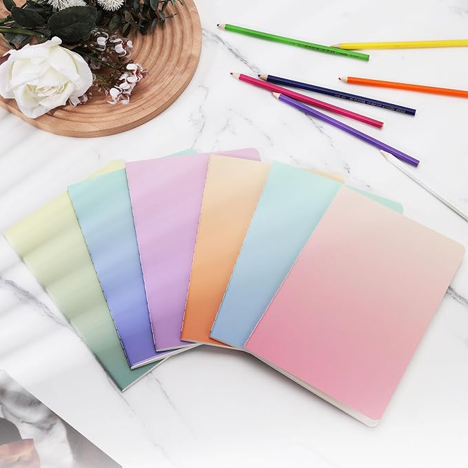 Ddaowanx 48 Pack A5 Colorful Notebooks, 6 Cute Colors Journals for Writing, 72 Pages, 8.3x5.5 Inch, with Lined Paper Travel Writing Notebooks Journal Gifts for Students(Lined-48pack, Gradient)