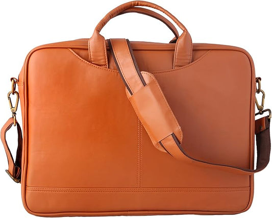 Mysa Vegan Leather Vintage Messenger Crossbody Shoulder Briefcase Bag for Office Work Fit 14.5" Computer Laptop for Men Women