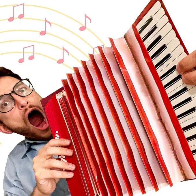 Interactive Accordion Birthday Card – Musical Birthday Cards for Men, Music Present for Men, Musicians & Son, Happy Birthday Card for Men, Musicians Gift, Open/Close to Play Song (Red - XL)