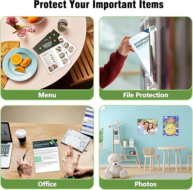 20 Pcs Wall Sign Holder 8.5"x11" Magnetic Sign Holder, Rigid Print Protectors with Adhesive & Magnetic Tapes, Wall Mount Plastic Paper Holder for Office Store Home Window Display (Clear)