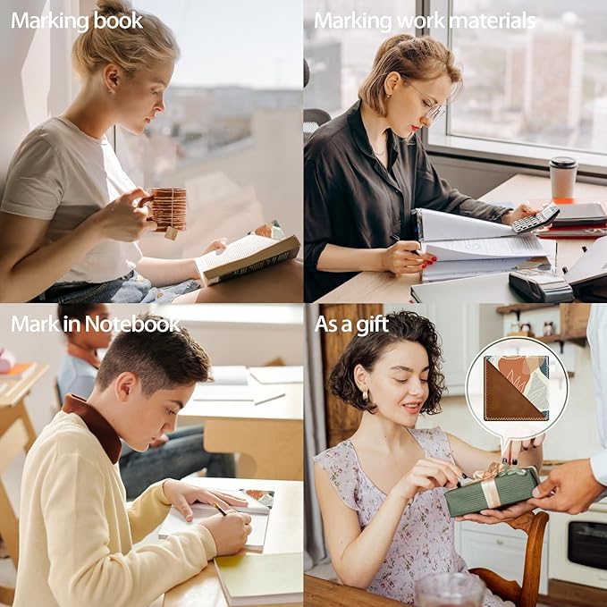 Personalized Leather Bookmarks, Fun & Cute Book Accessories for Reading Lovers, Unbreakable Page Markers for Women Men Girls Boys Student Teacher Kids Retirement Birthday Gifts (Boho Plants)