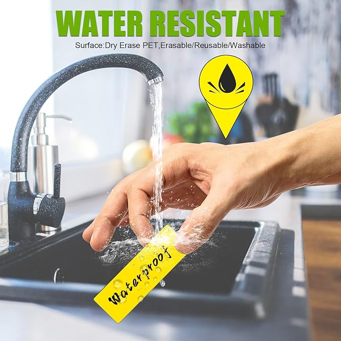 Dry Erase Magnetic Labels (1x3,Pack of 60),Write On Magnets Sticker,Real Waterproof/Reusable for Classroom&Office&Cabinet&whiteboard&Fridge&More (White)