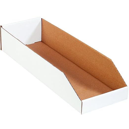 Partners Brand PBINMT824 Open Top Bin Boxes, 8" x 24" x 4 1/2", Oyster White (Pack of 50)