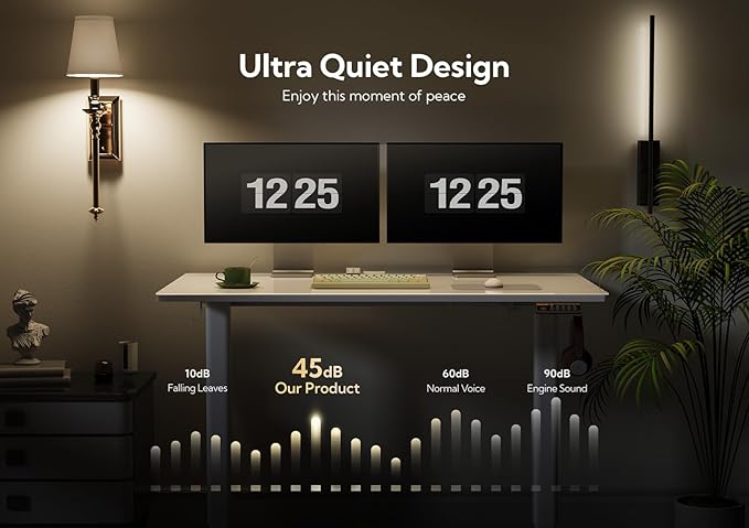 Glass Standing Desk, Small Electric Standing Desk Adjustable Height, 40 Inch Adjustable Stand Up Desk, Quick Install Home Office Computer Desk, Super White