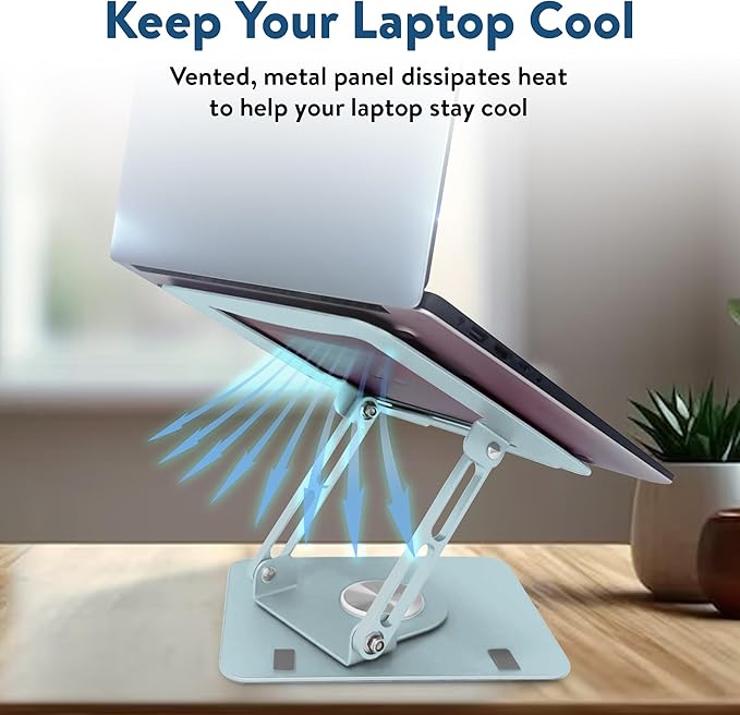 Swivel Laptop Stand for Desk, Adjustable Laptop Stand for Desk w/ 360° Rotation, Raise Tilt Cools Laptop with This Ergonomic Laptop Stand Riser, Collapsible iPad Computer Laptop Stand (Ocean Blue)