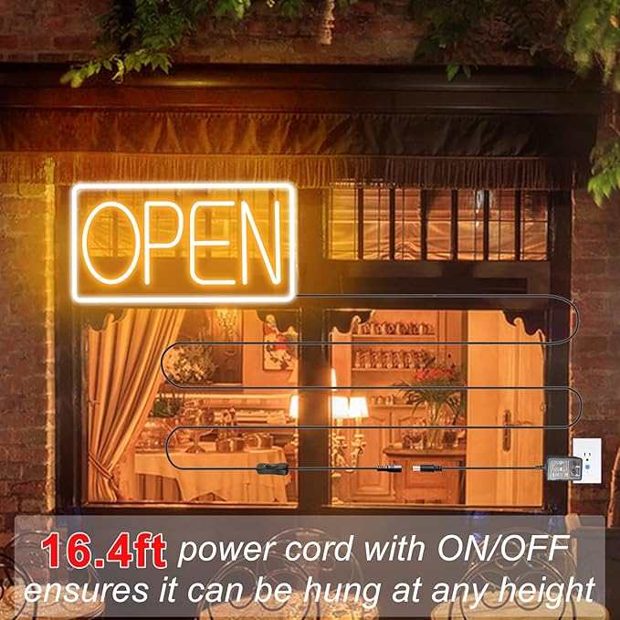 Open Signs for Business Ultra Bright LED Neon Open Signs 16 Inch Plug In Electric Light Up Open Sign with ON/OFF Switch for Business Storefront Window Glass Door Shop Florists Bar Salon Cafes Pubs