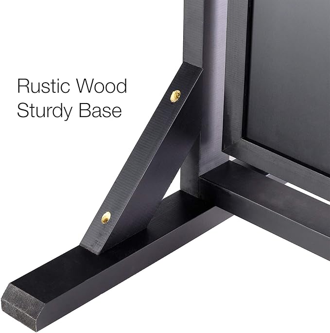 Black Handcrafted Chalkboard Sign: Uniquely Designed Wooden Sidewalk Sign Message Board with Double Sided Display. Alternative to A-Frame & Sandwich Board Signs. Use Chalk or Liquid Chalk Markers.