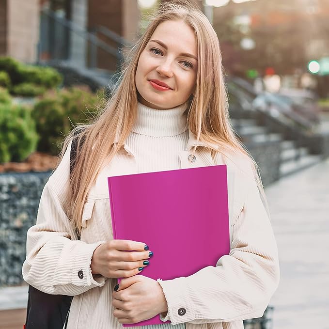 ViVin Sturdy Plastic Folders with Pockets and Prongs,12-Pack, 3-Prong Fasteners Folders with 2 Pockets, Holds US Letter Size Paper, for School/Office/Home (Purple)