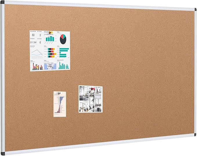 VIZ-PRO Cork Notice Board, 5' X 3', Silver Aluminium Frame