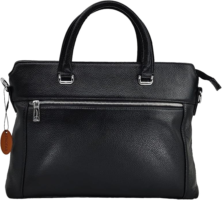 Genuine Leather Men’s Hand Bag, 14.5 inches Laptop BagBusiness Briefcase, Travel Crossbody Bag