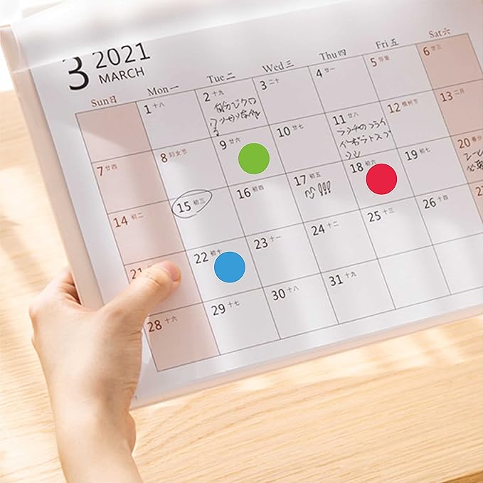 PARLAIM 6 Rolls 6000PCS 3/4" Round Circle Color-Code Dot Stickers, 6 Color Style Colorful Coding Label Sticker for Home Office Classroom