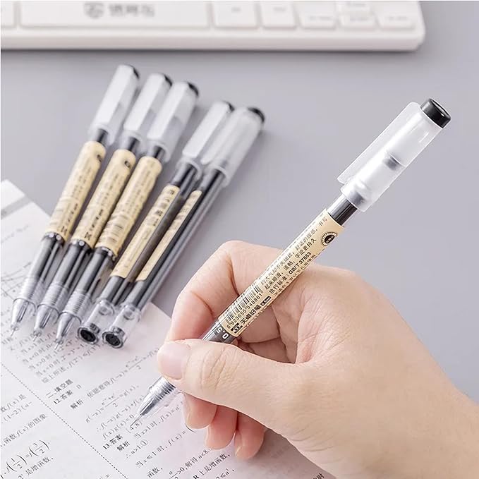 Gel Ink Pen Japanese Style Liquid Ink Rollerball Pens Quick Drying 0.35mm Ultra Fine Point Ballpoint Maker Pen Premium for Office School Stationery Supply,12 Pcs/Set, Black