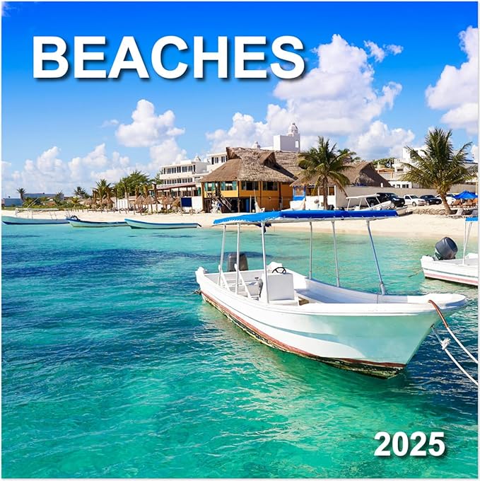Calendar 2025, Beaches Calendar 2025 from January 2025 - December 2025, 12" x 24" Opened 12 Months Calendar, Full Page Months Thick & Sturdy Paper for Gift Perfect Calendar Organizing & Planning