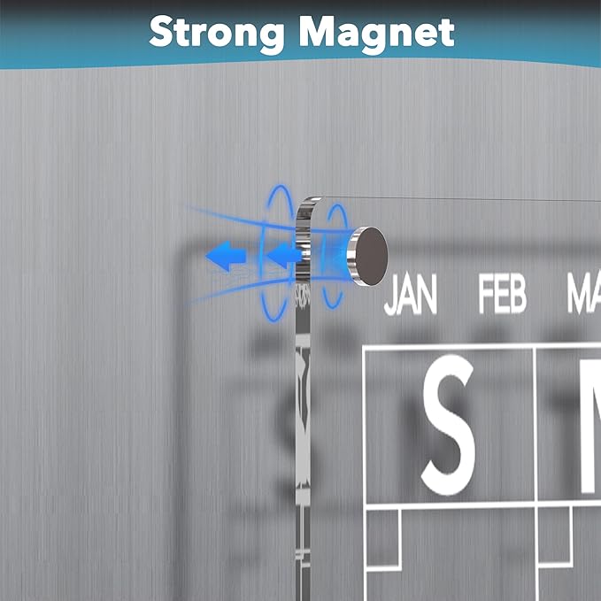 Acrylic Magnetic Dry Erase Board for Fridge, Clear Whiteboard for Refrigerator, Notepad Memo to Do/Grocery List White Board, w/ 8 Colors Markers, 12"x9"